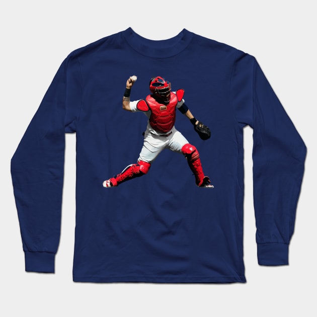 Yadier Molina of the St. Louis Cardinals Illustration Long Sleeve T-Shirt by AJ